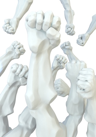 Statue fist abstract 3d, isolated, over whiteの写真素材