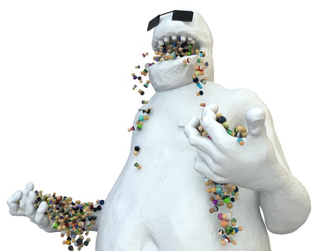 Crowd of small symbolic 3d figures, over white, isolatedの写真素材