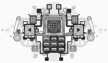 Mobile device crest design, over white, isolated  のイラスト素材