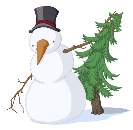 Cold snowy weather theme cartoon, vector, isolated  のイラスト素材