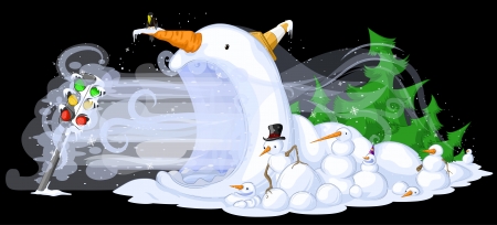 Cold snowy weather theme cartoon, isolated  のイラスト素材