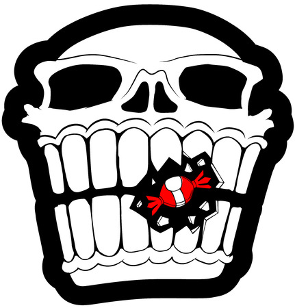 Skull black and white with red candy のイラスト素材