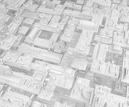 Electronic circuit white elements background, horizontal, 3d illustrationの写真素材
