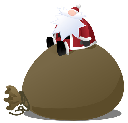 Cartoon Santa Claus character Christmas design element, vector illustration, horizontal, isolated, over whiteのイラスト素材