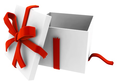 Gift big box open 3d illustration, over white, isolated, horizontal