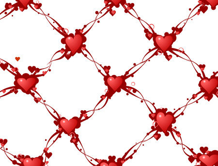 Valentine hearts link abstract background, vector illustration, horizontalのイラスト素材