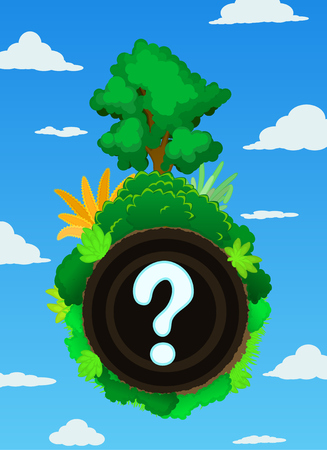 Landscape sphere question nature cartoon, vector illustration, verticalのイラスト素材