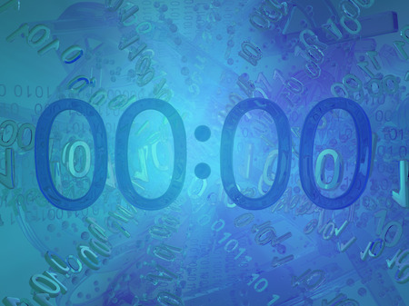 Virtual digits abstract 3d illustration, blue time display, horizontal
