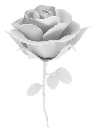White rose object isolated, 3d illustration, verticalの写真素材