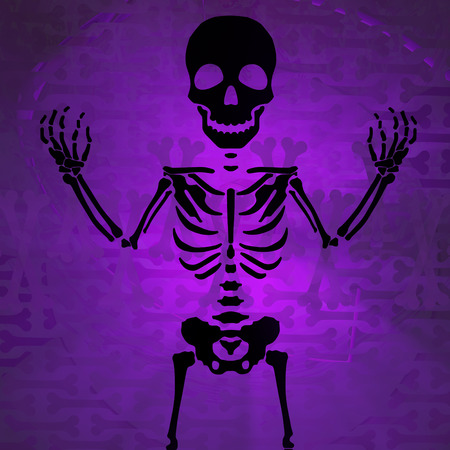 Skeleton shadow, dim color light purple abstract 3d illustration, horizontal