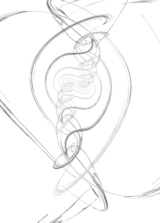 Gray and black ink swirl abstract, vertical, over white, isolatedの写真素材