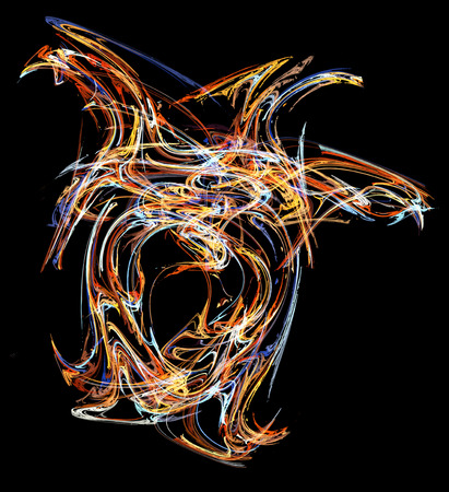 Paint neon glow heart organic shape colored abstract, vertical, over black backgroundの写真素材