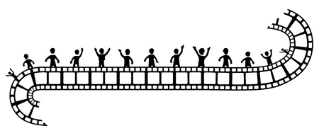 Film people stylized stencil black. Vector illustration horizontal, isolated.のイラスト素材
