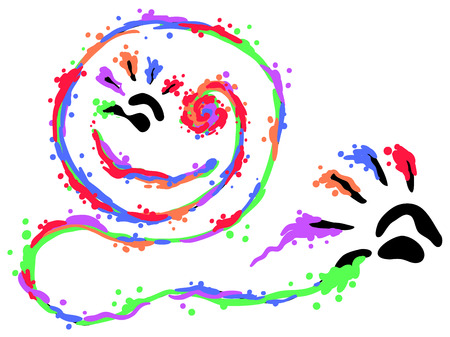 Finger paints smile art hand print symbol stylized, vector illustration, horizontal, isolatedのイラスト素材
