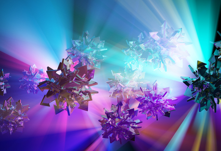 Arrow spheres color light illumination abstract 3d illustration, horizontalの写真素材