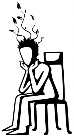 Creativity thinker symbol silhouette stencil black, vector illustration, vertical, isolatedのイラスト素材