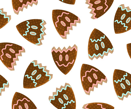 Gingerbread drama comedy masks sweets, seamless texture pattern, color vector illustration, horizontal backgroundのイラスト素材