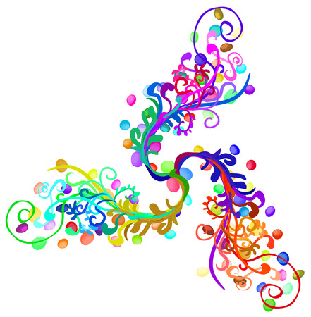 Jellybean floral, vector cartoon color illustration design element horizontal, over white, isolatedのイラスト素材