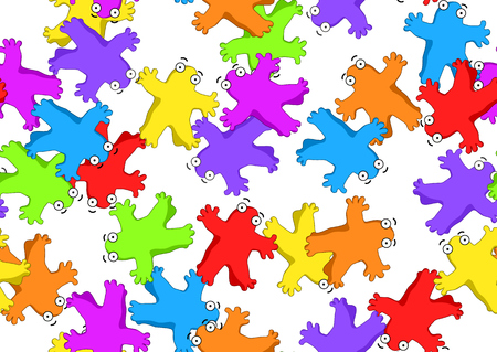 Blob figures colored, seamless texture pattern, vector illustration, horizontal backgroundのイラスト素材