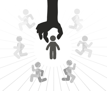 Pick person cartoon symbolic, vector illustration, horizontal, isolatedのイラスト素材