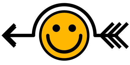 Smile joke arrow symbol black, vector illustration, horizontal, isolatedのイラスト素材