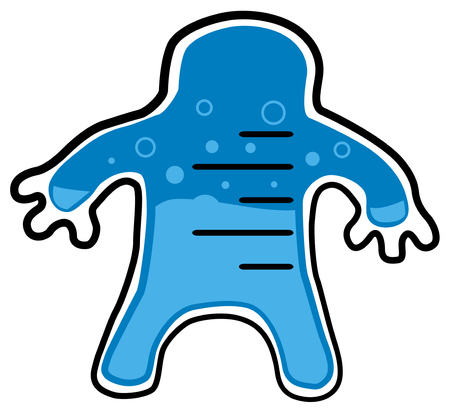 Water body cartoon character silhouette, vector illustration, vertical, isolated, over whiteのイラスト素材