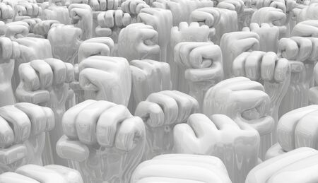 White fists sculpture 3d illustration, abstract backgroundの写真素材