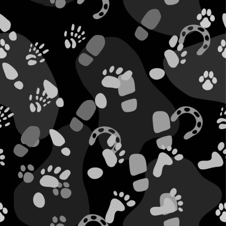 Trampled footprints, seamless repeating texture pattern, vector illustration, square backgroundのイラスト素材