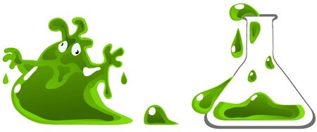 Chemical monster vector cartoon illustration design element horizontal, over white, isolatedのイラスト素材