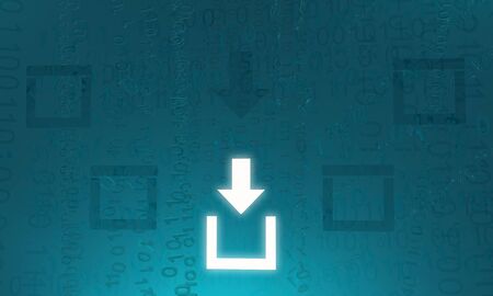 Virtual digits abstract 3d illustration, download box active, horizontal