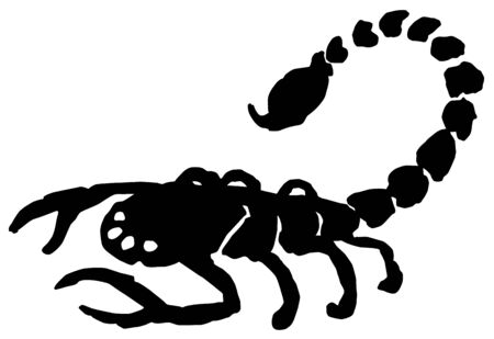 Scorpion stencil black, vector illustration, horizontal, isolatedのイラスト素材