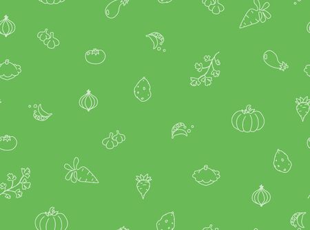 Vegetable drawings, seamless texture pattern, color vector illustration, horizontal backgroundのイラスト素材