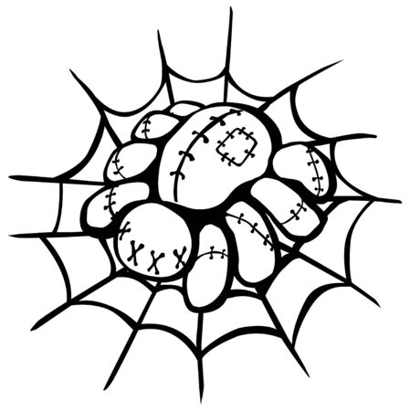 Voodoo doll spider stencil black, vector illustration, horizontal, isolatedのイラスト素材
