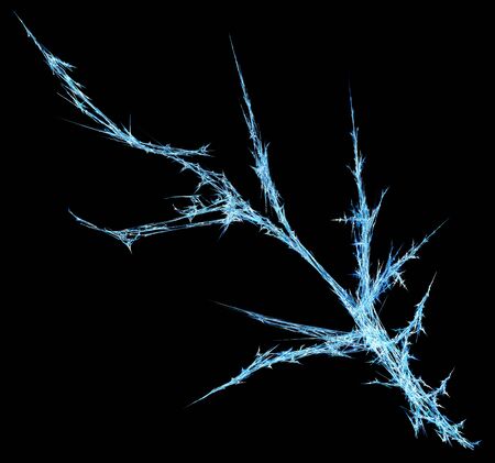 Ice shard small branch shape abstract, horizontal, isolated, over blackの写真素材