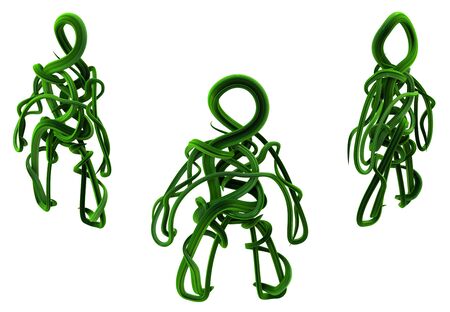 Plant vine figures green three, 3d illustration, horizontal, isolated, over whiteの写真素材