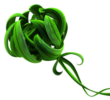 Plant vines green growing twisting bud wrap, 3d illustration, horizontal, isolated, over whiteの写真素材