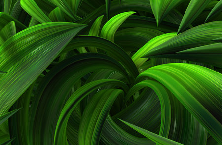 Plant vines green growing twisting wrap, 3d illustration, horizontal backgroundの写真素材