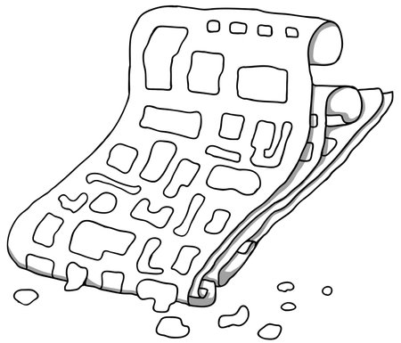 Newspaper page abstract cartoon line drawing, vector, horizontal, black and white, isolatedのイラスト素材