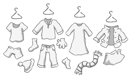 Clothing items cartoon design element setのイラスト素材