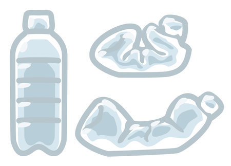 Bottle plastic empty discarded cartoon design element setのイラスト素材