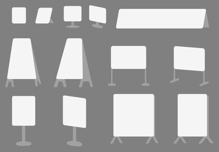 Blank easel signs cartoon design element setのイラスト素材