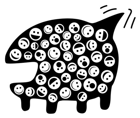 Speech balloon animal surreal abstract symbol silhouette stencil black, vector illustration, horizontal, isolatedのイラスト素材