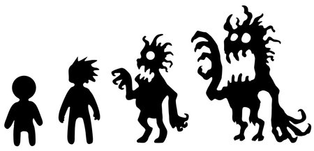 Corrupting identity figure silhouette stencil black, vector illustration, horizontal, over white, isolatedのイラスト素材
