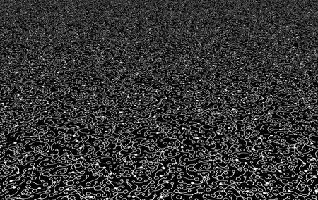 Circles and points linked by lines white over black abstract connection system texture background, horizontal illustrationの写真素材