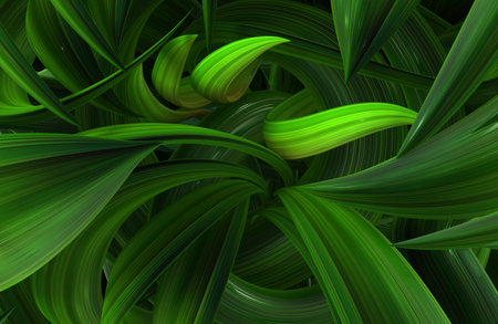 Plant vines green growing twisting leaf gather, 3d illustration, horizontal backgroundの写真素材