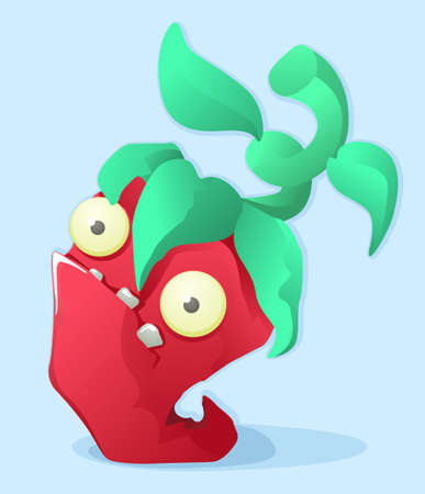 Pepper red distressed funny cartoon color vector illustration, verticalのイラスト素材