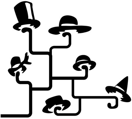 Hat stand corner decoration silhouette design element black, vector illustration, horizontal, isolatedのイラスト素材