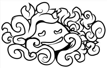 Relax expression decorative black design element, vector illustration, horizontal, isolatedのイラスト素材