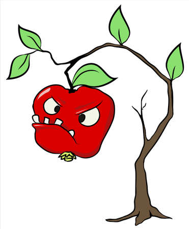 Bad apple, cartoon color vector illustration, horizontal, over white, isolatedのイラスト素材