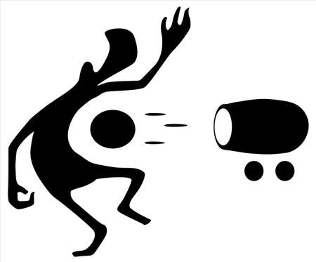 Cannon fodder cartoon character black silhouette, vector illustration, horizontal, isolated, over whiteのイラスト素材